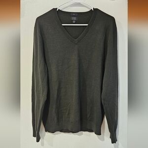 J. Crew Men's V-Neck Sweater Merino Wool - Forest Green Size L